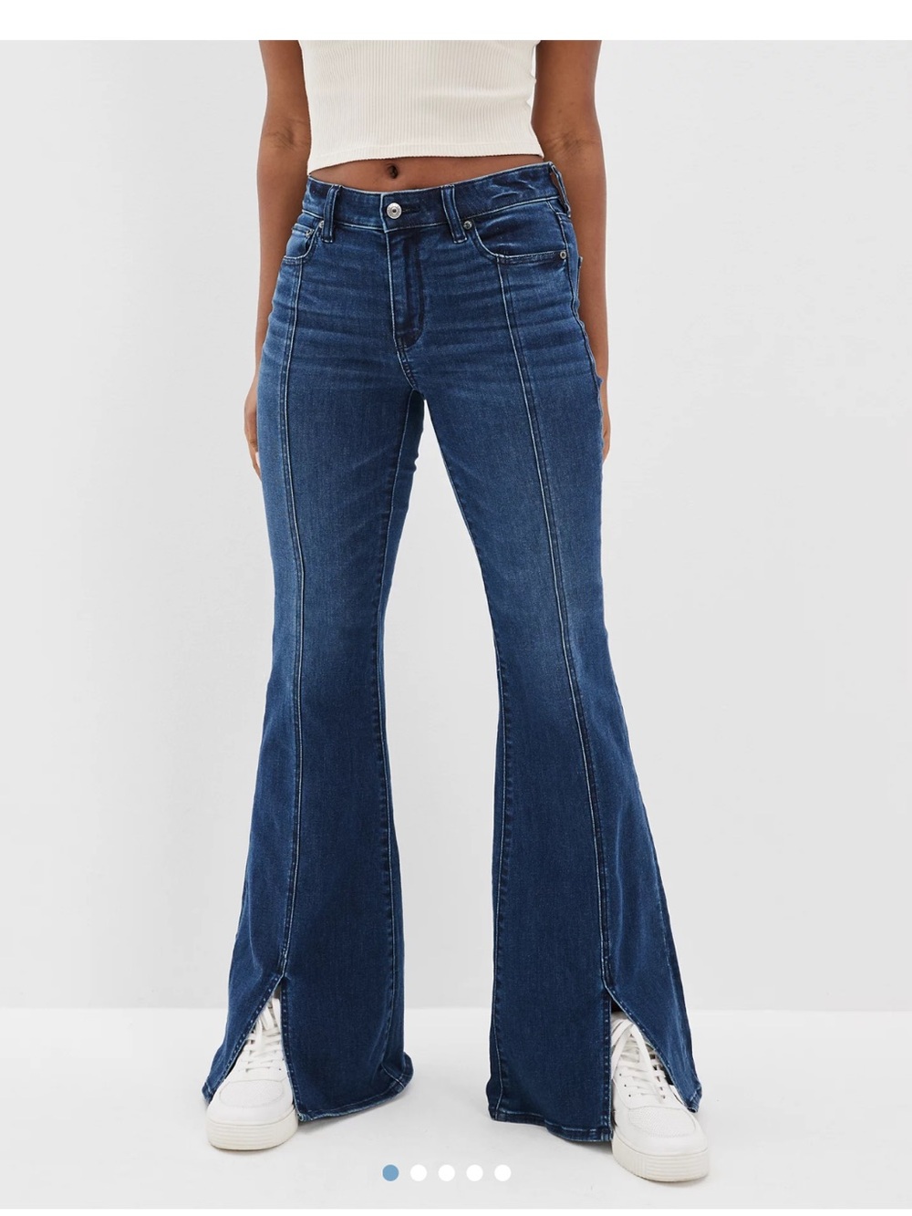 American Eagle Festival Flare Jeans | 70s Boho Front Seam Split Hem Size 2